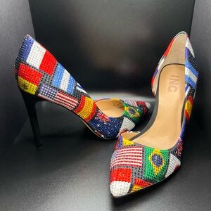 INC Kenjay Stiletto Heels World Flags Pumps World Cup Statement Shoe Football 6